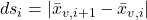 ds_i=\left|{\bar{x}}_{v,i+1}-{\bar{x}}_{v,i}\right|