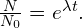 \frac{N}{{N}_{0}}={e}^{\text{−}\lambda t}.