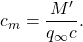 \begin{equation*} c_m=\frac{M'}{q_\infty c}. \end{equation*}