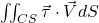 \iint_{CS}\vec{\tau}\cdot\vec{V}dS