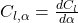 C_{l,\alpha}=\frac{dC_l}{d\alpha}