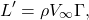 \begin{equation*} L'=\rho V_\infty \Gamma, \end{equation*}