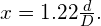 x=1.22\frac{\text{λ}d}{D}.