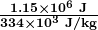 \boldsymbol{\frac{1.15\times10^6\textbf{ J}}{334\times10^3\textbf{ J/kg}}}