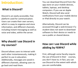 Introduction to Discord in a two grid layout.