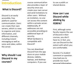 Introduction to Discord in a three grid layout.