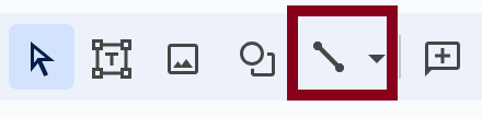 Line tool on toolbar in red rectangle