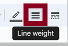 Line weight tool on tool bar in red rectangle