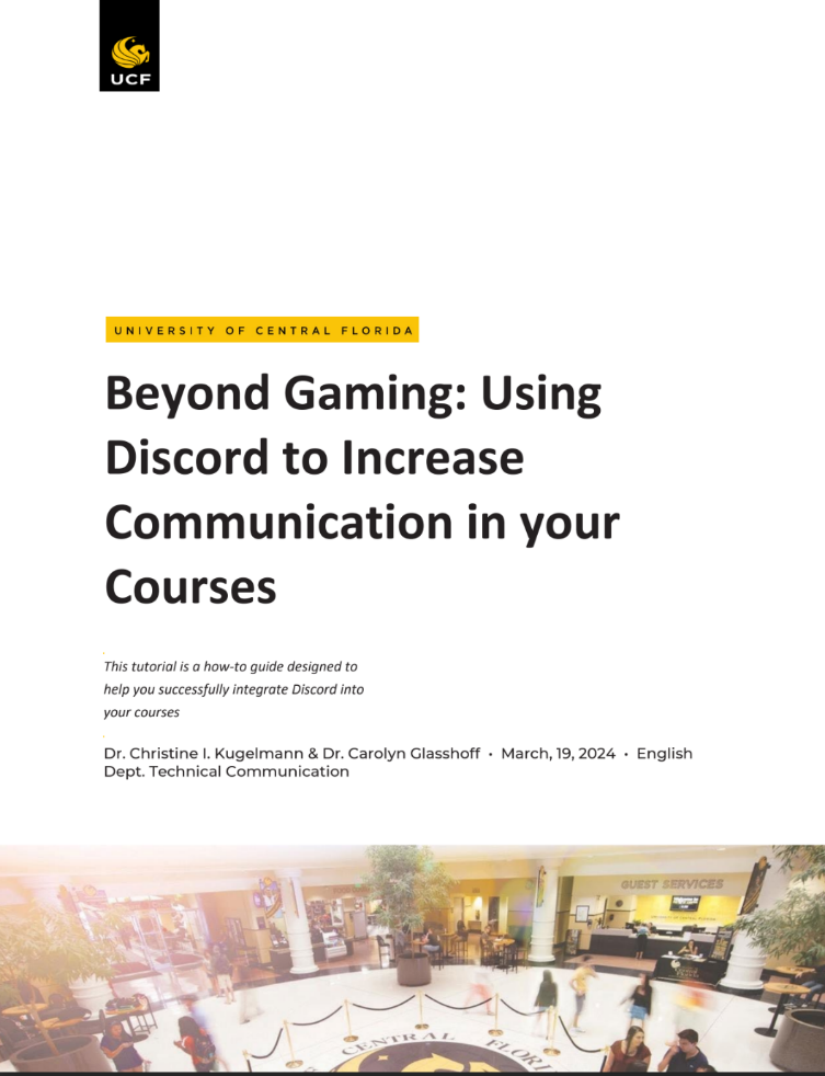 Title page of Beyond Gaming: Using Discord to Increase Communication in your Courses tutorial