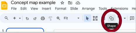 Shape tool on toolbar with red circle