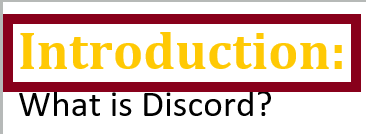 Introduction formatted in yellow with red rectangle