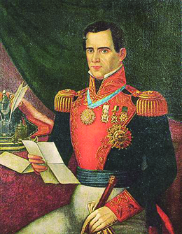 A portrait of General Antonio Lopez de Santa Anna is shown