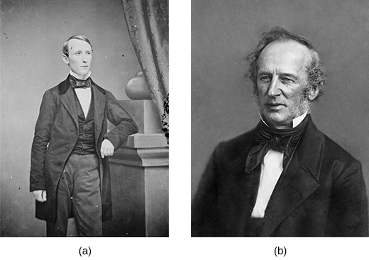 Photograph (a) is a portrait of William Walker. Photograph (b) is a portrait of Cornelius Vanderbilt.