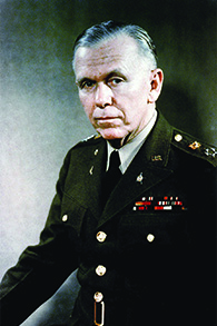 A photograph of George C. Marshall is shown.