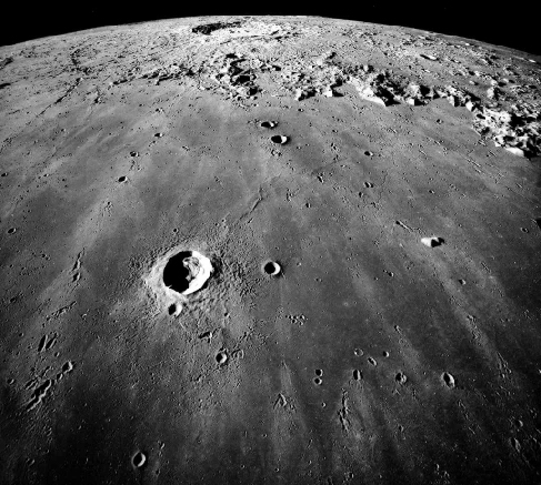 Photograph of a Lunar Mare. Image of Mare Imbrium taken from Lunar orbit showing the smooth, little cratered surface typical of maria.