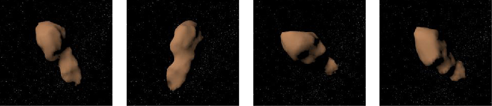 Rotation of NEA Toutatis. The rotation of this elongated asteroid can be seen in this four panel image.