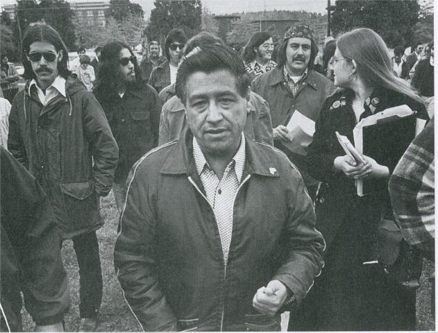 Cesar Chavez with demonstrators