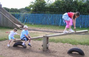 children on a see saw
